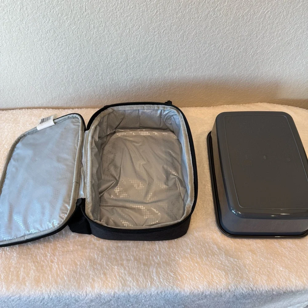 Fulton Bag Co Upright Black/Gray Lunch Bag w/Hard Interior | Water Bottle Holder